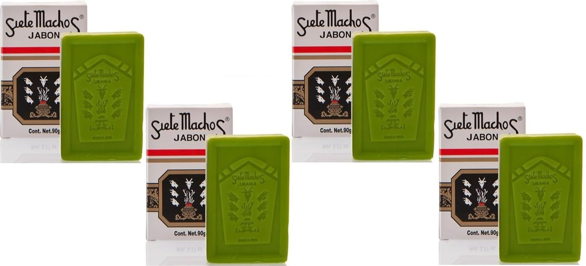 Siete Machos Urania Bar Soap Pack - 3.17 oz / 90g, Set of 4, Energizing Personal Care