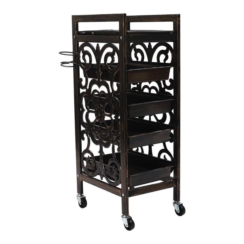 Vintage 5-Tier Salon Trolley with Wheels for Hair Tools Storage