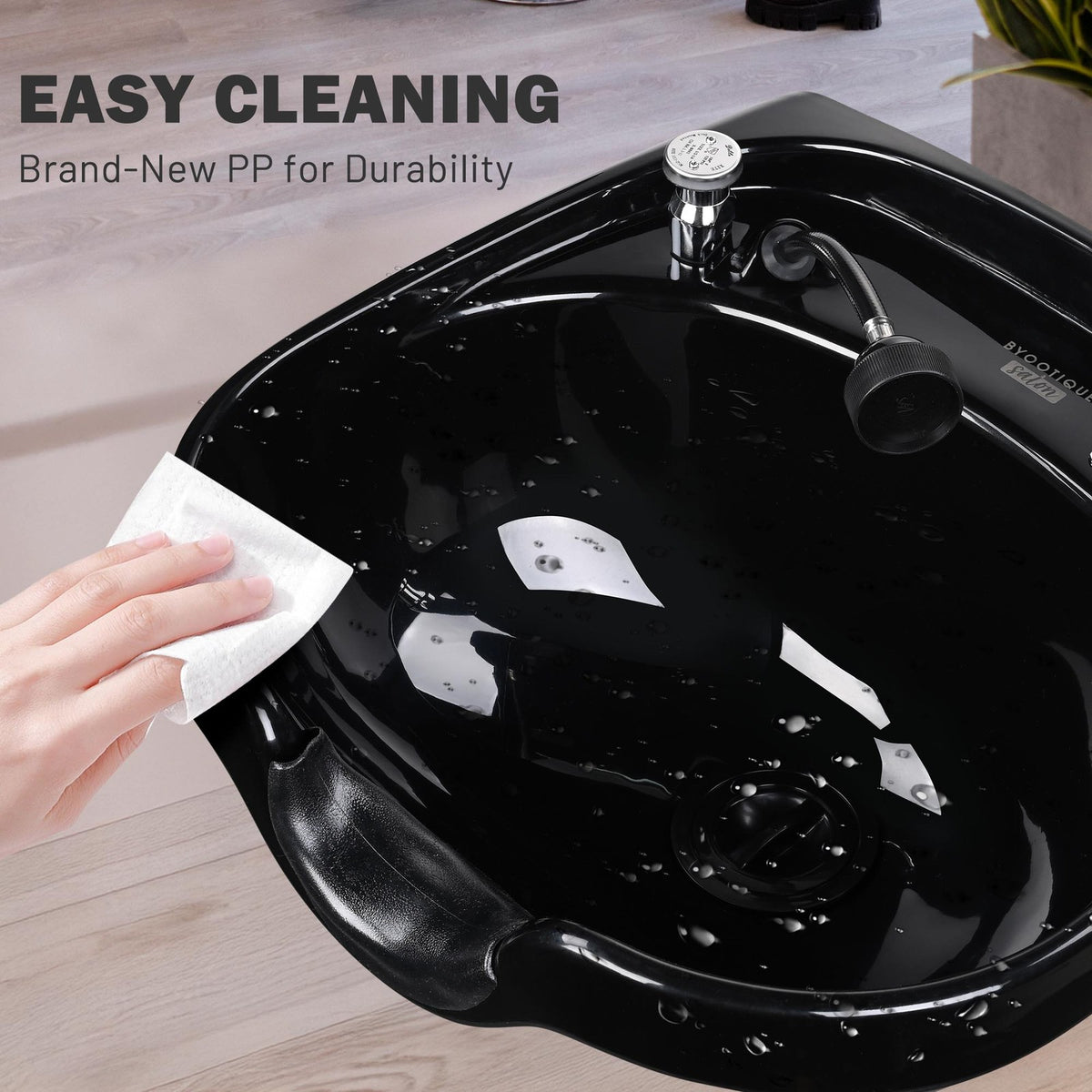 Wall-Mounted Shampoo Bowl Sink Kit with Neck Rest for Salons & Home