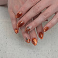 72Pcs Short Almond Fake Nails with Halloween Pumpkin Orange Glitter