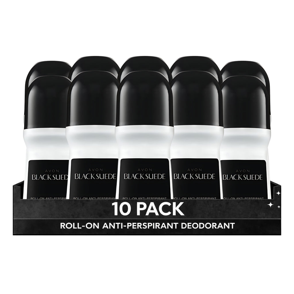 Avon Black Suede Roll-On Antiperspirant Deodorant Pack of 10 - Long-Lasting Freshness