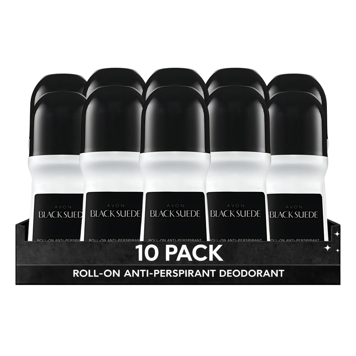 Avon Black Suede Roll-On Antiperspirant Deodorant Pack of 10 - Long-Lasting Freshness