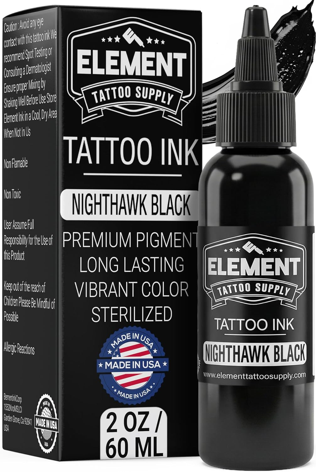 Nighthawk Black Tattoo Ink 2oz - Super Dark Professional Linework