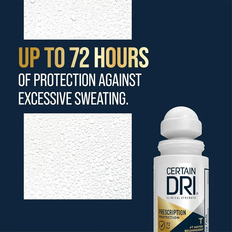 Certain Dri Clinical Antiperspirant Roll-On Fragrance-Free 1.2 oz - Long-Lasting Sweat & Odor Protection