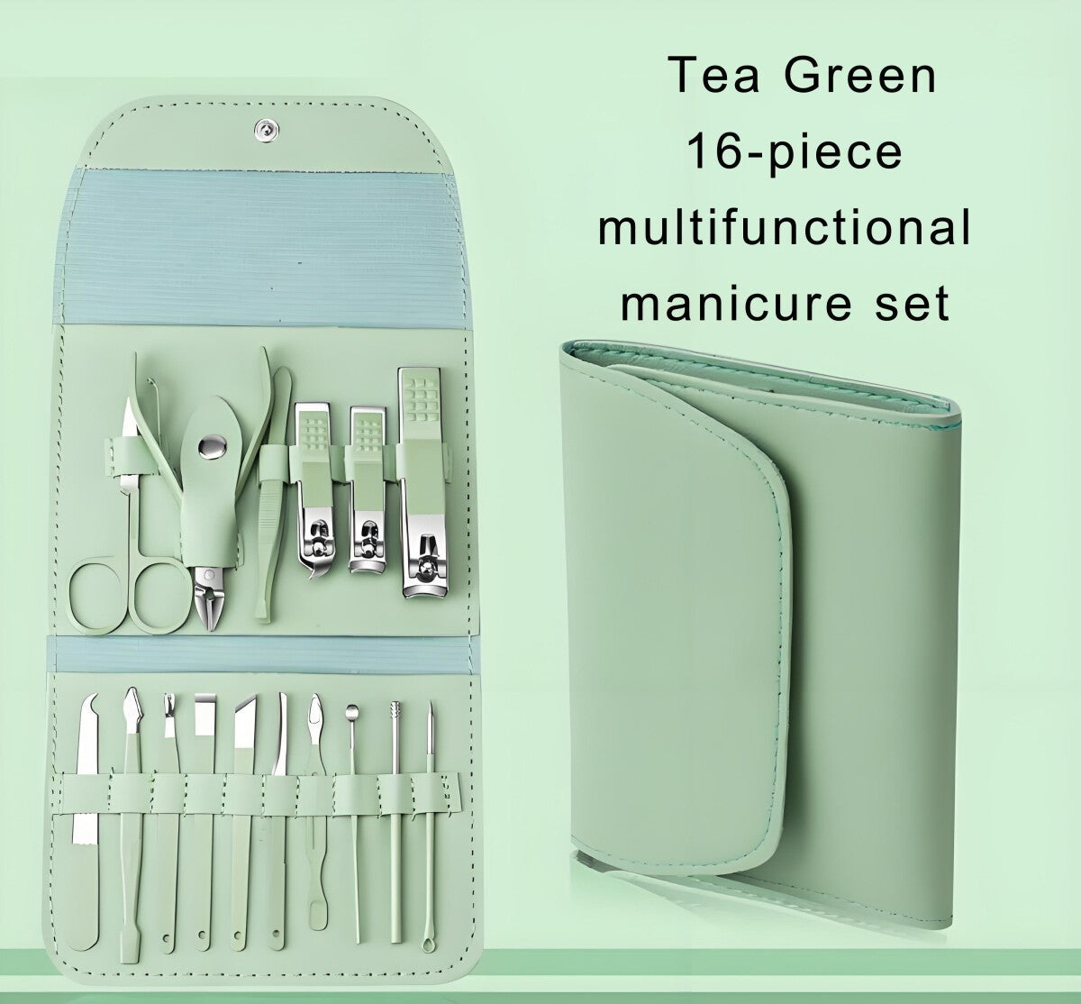 16-Piece Manicure Pedicure Nail Care Set with Travel Case - Stainless Steel