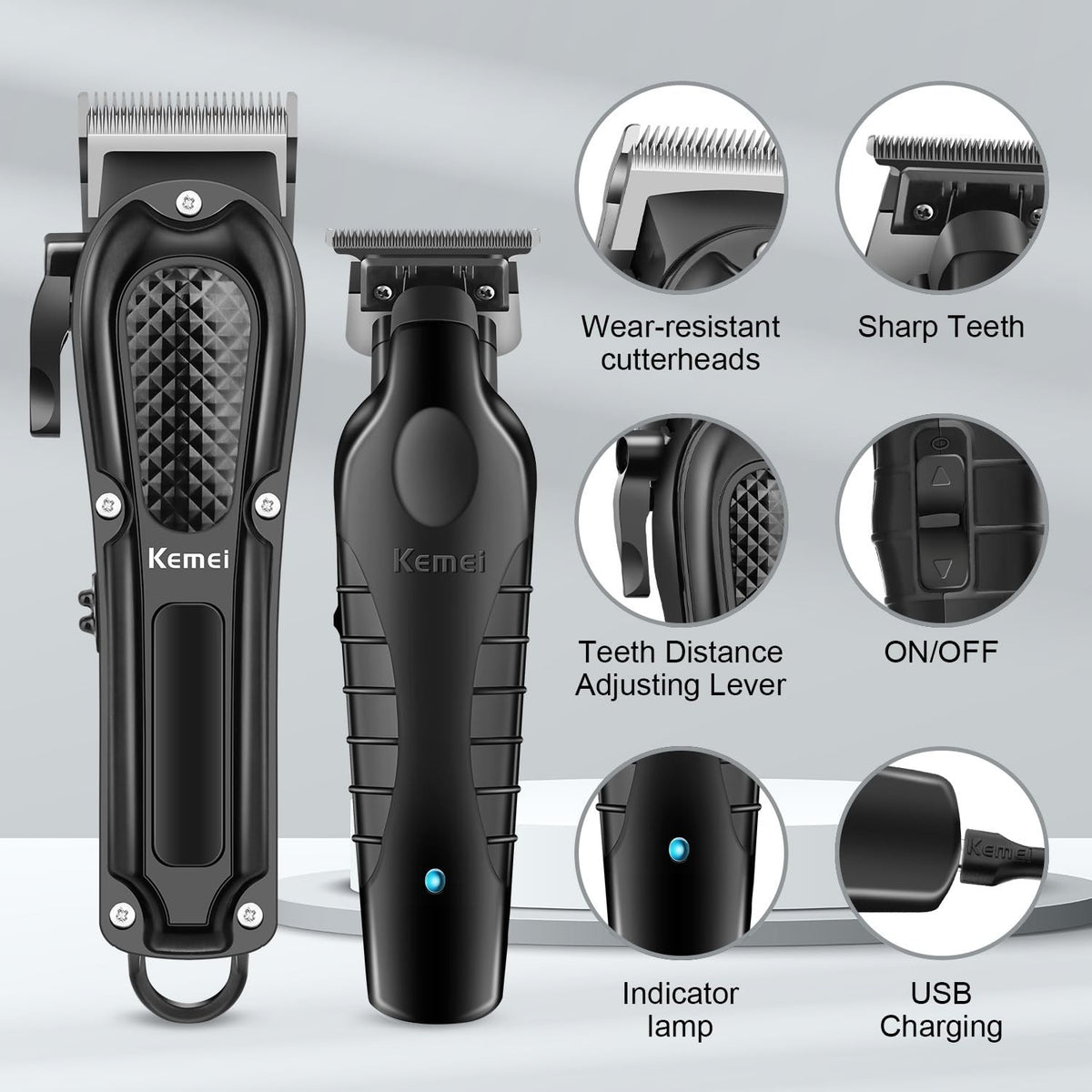 Cordless Rechargeable Hair Clippers Set for Men - Professional Barber Grooming Kit