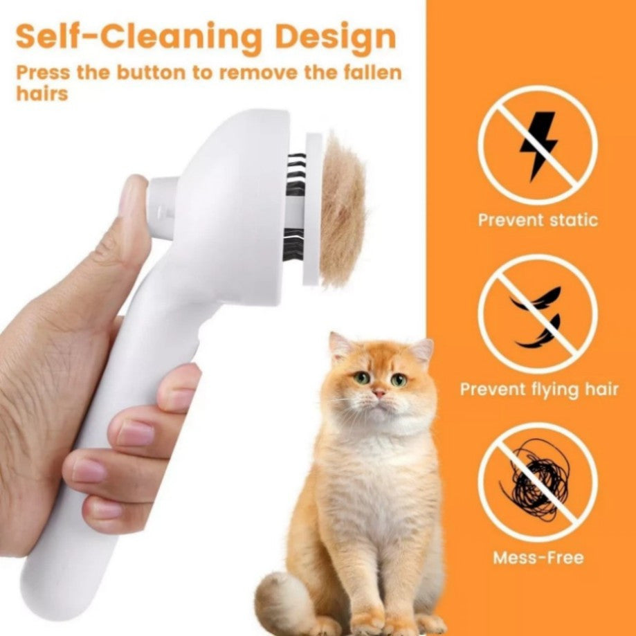 Electric Pet Steam Brush for Cats and Dogs - 3-in-1 Grooming, De-shedding & Massaging