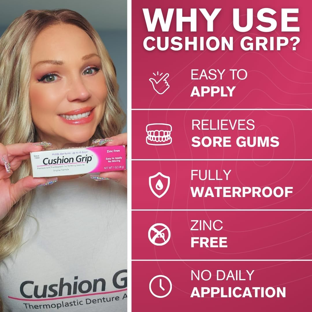 Denture Adhesive Gel Waterproof Zinc-Free Soft Cushion 1 Oz