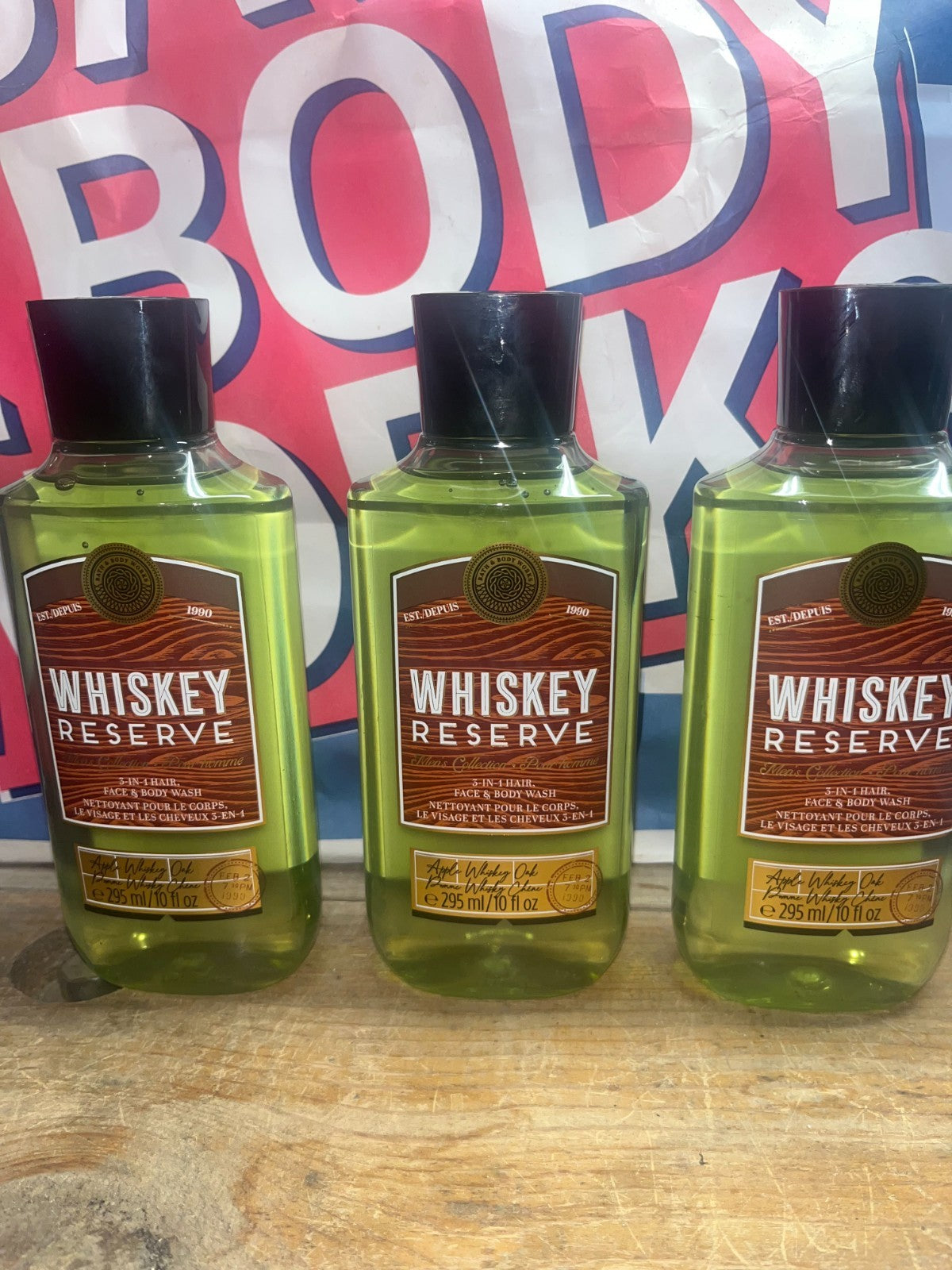 Bath & Body Works Whiskey Reserve 3-in-1 Body Wash for Men, 10oz, Set of 3