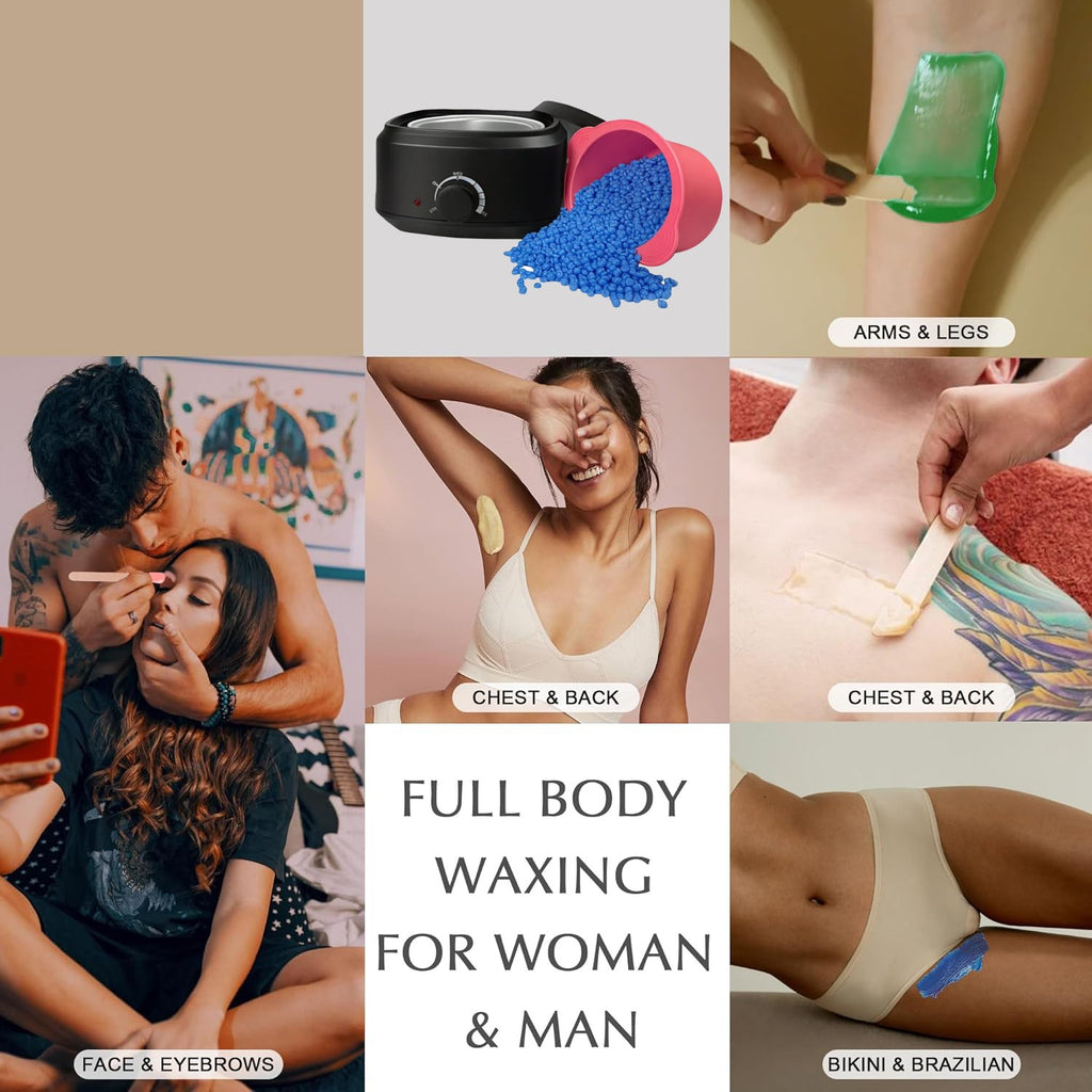 Electric Wax Heater Warmer Kit for Hair Removal - 500g Hard Wax Beans & Accessories