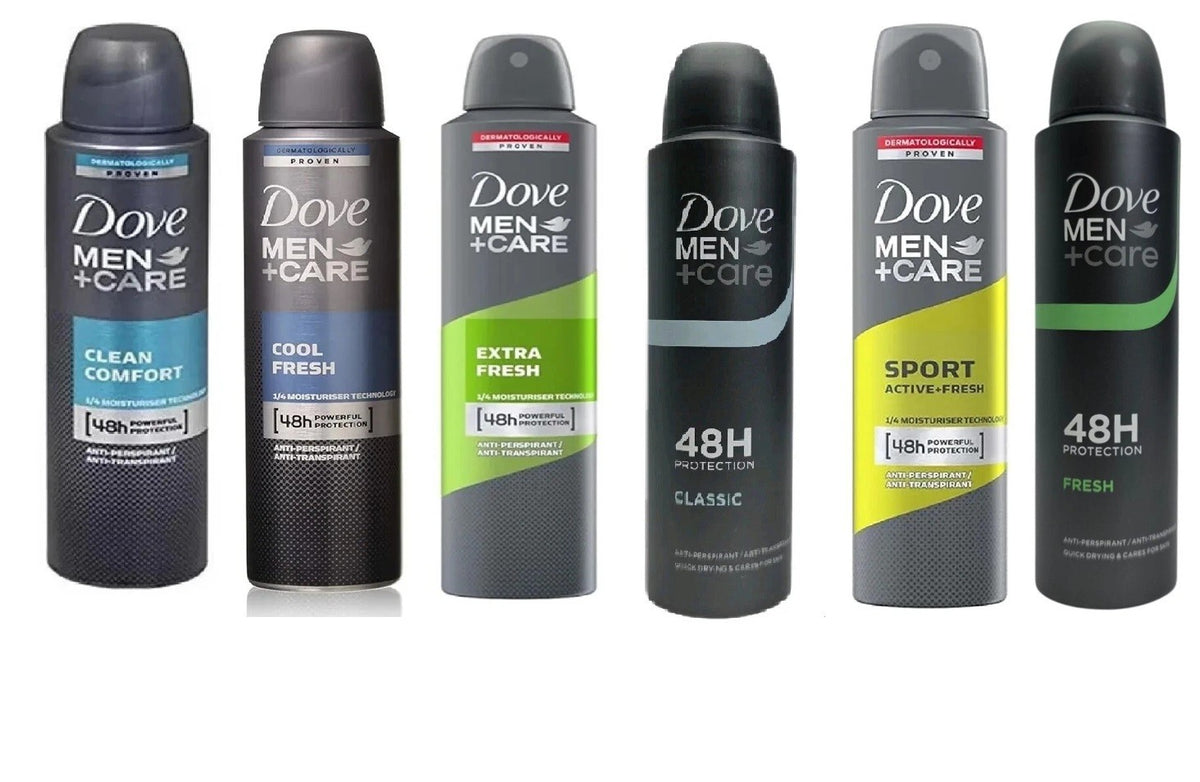 6 Pack Men’s Body Spray Deodorant Assorted Scents - 150ml Each