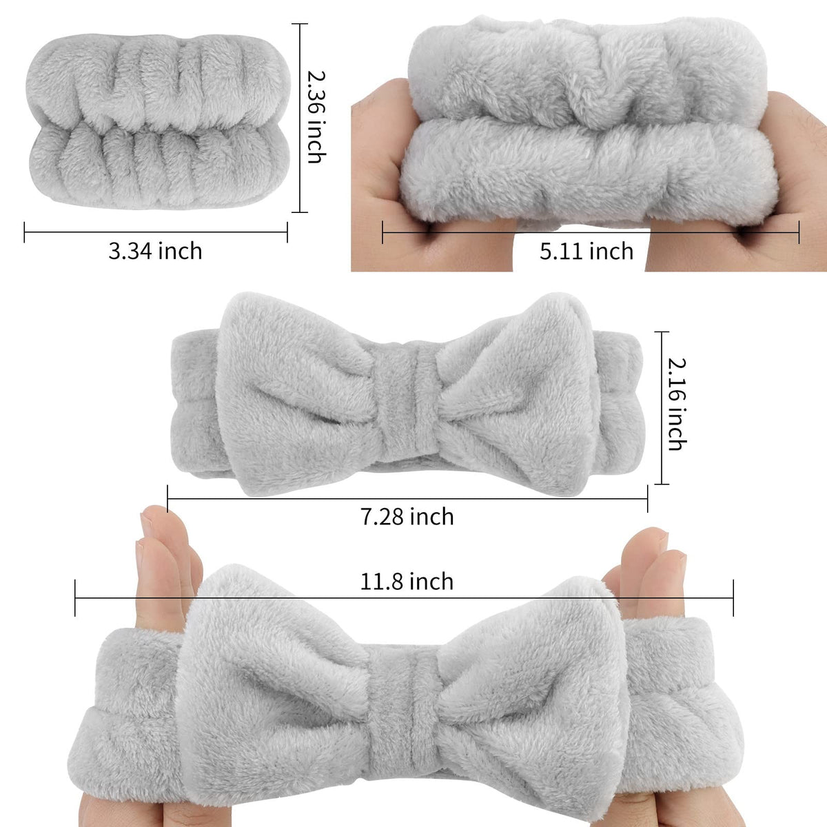Spa Headband and Wristband Set - Absorbent, Comfortable, 6 Pieces