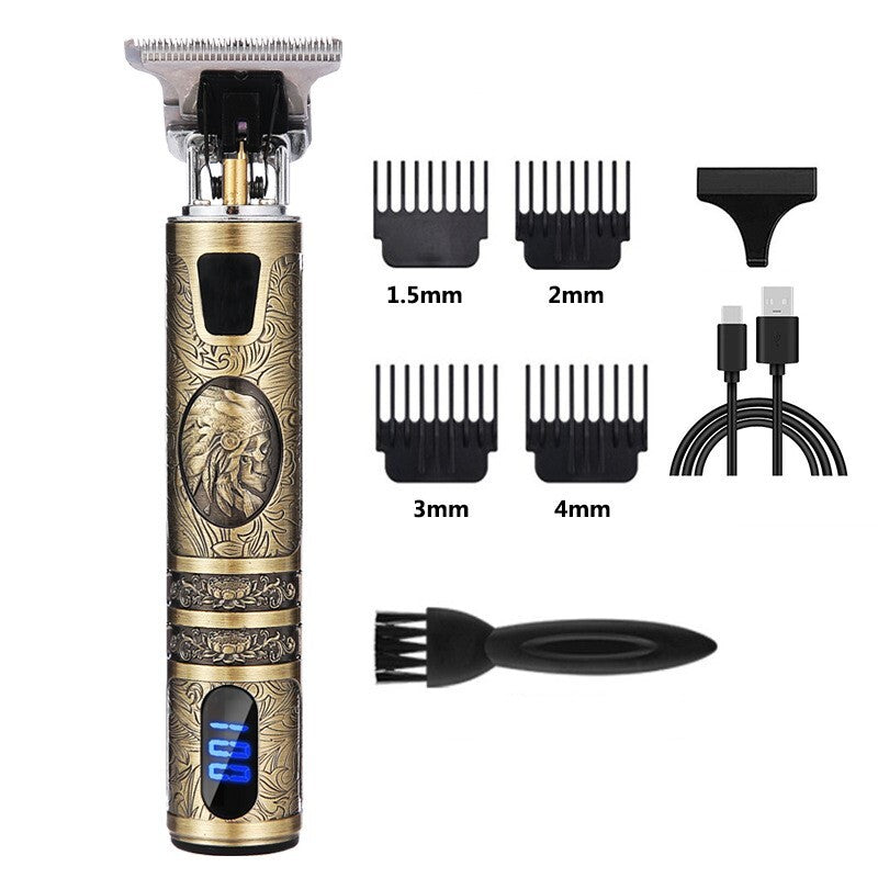 Men's Cordless Beard & Mustache Trimmer with LED Display, Adjustable Lengths