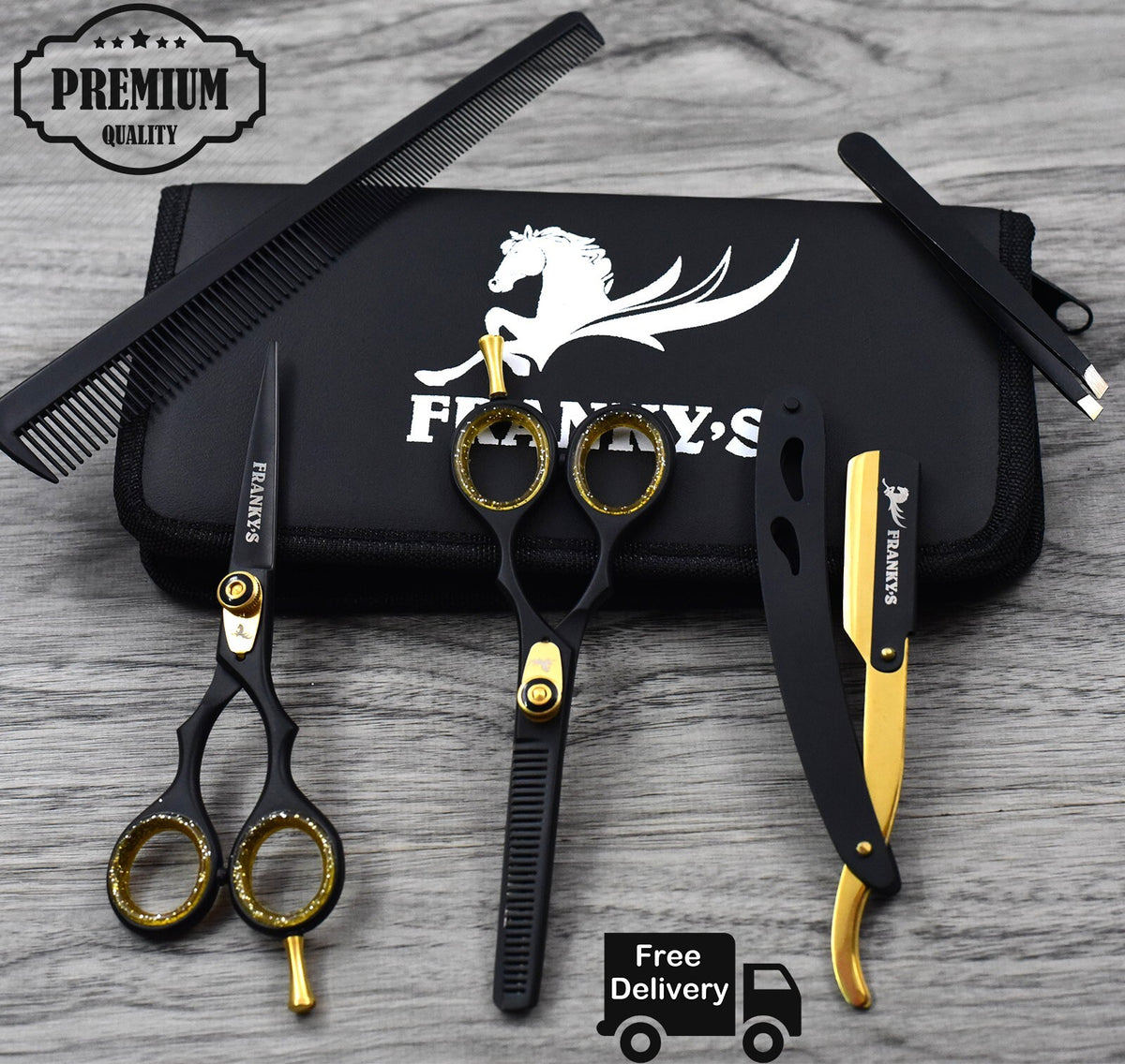 Professional Hair Cutting Scissors Thinning Shears Salon Set - Gold Edition