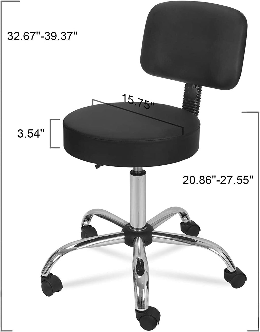 Adjustable Rolling Stool with Wheels for Salon Spa Drafting Art Studio