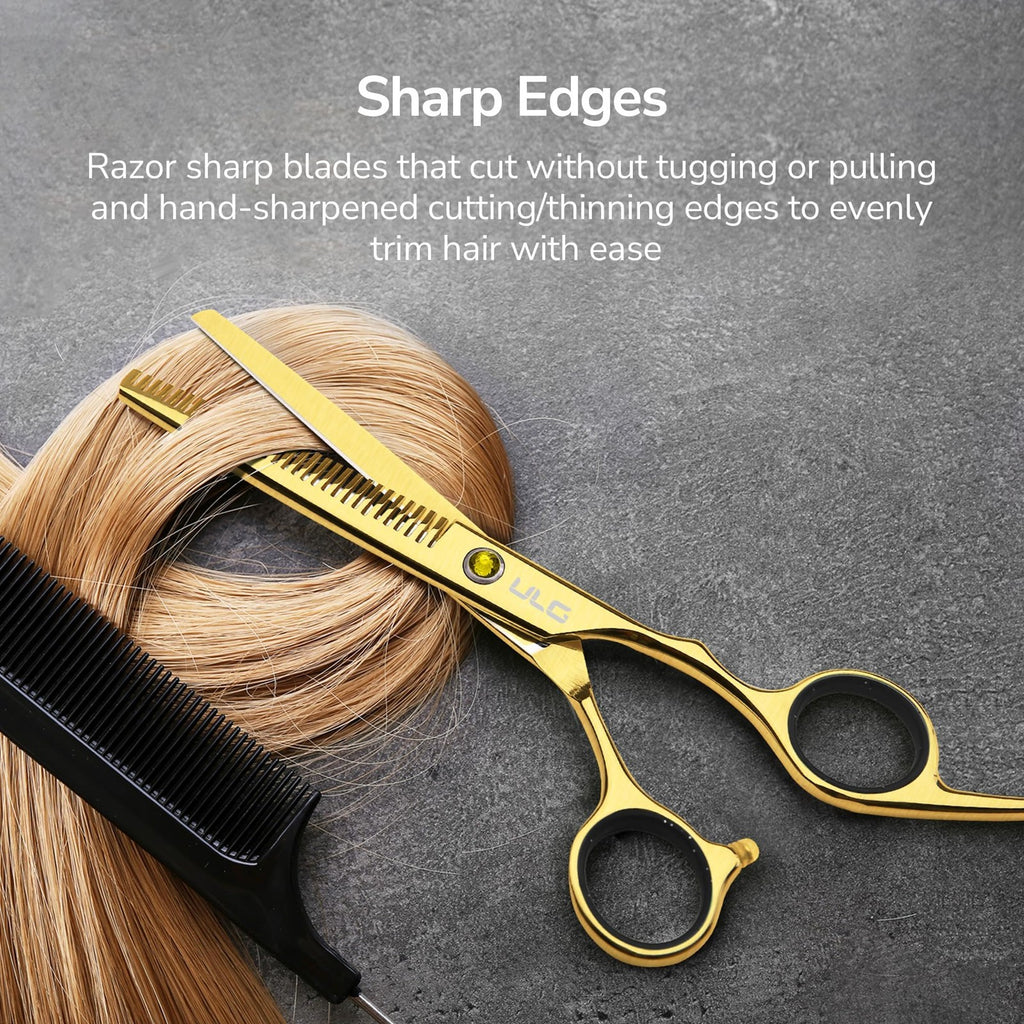 Professional Hair Cutting Scissors Thinning Shears Kit - 6.5 Inch Japanese Stainless Steel