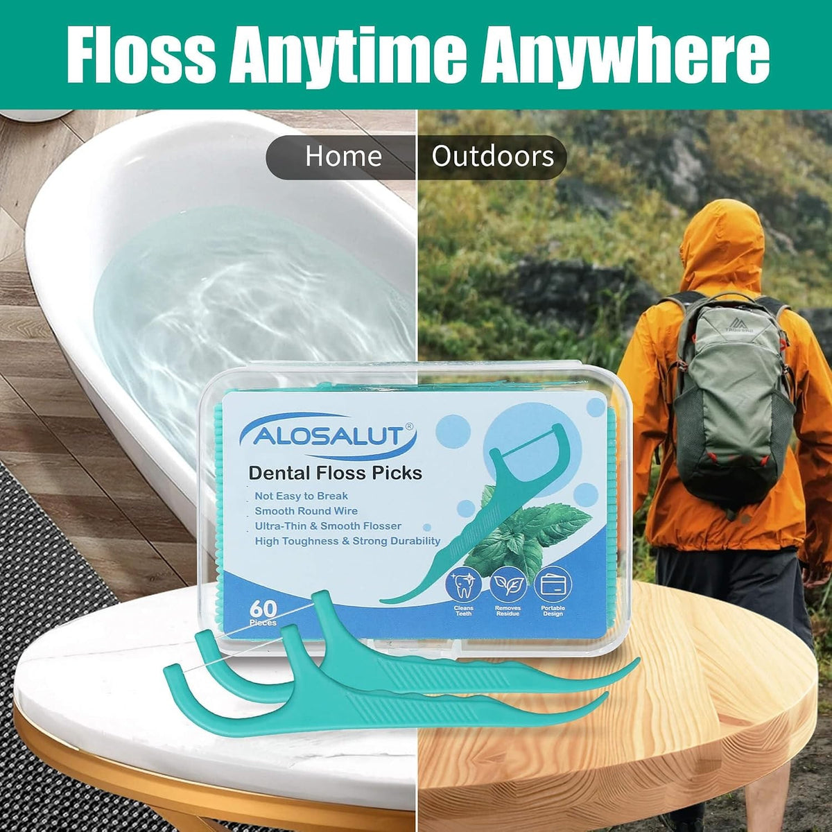 Bulk Dental Floss Picks with Mint Flavor - 480 Count, Portable Pack