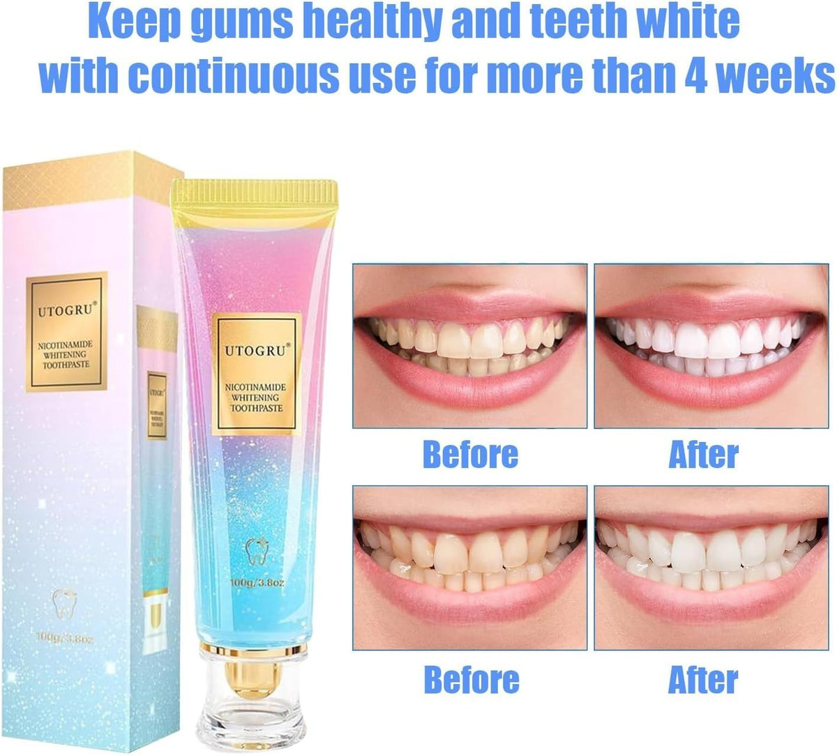Niacinamide Whitening Toothpaste - Fluoride-Free, Surface Stain Removal, Deep Cleaning - 3 Pack