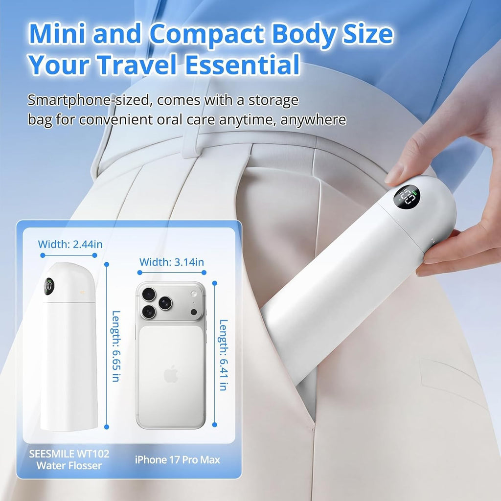 Portable Water Flosser for Teeth with 100 Power Levels, 0-150 PSI Adjustable Pressure, Cordless Dental Oral Care