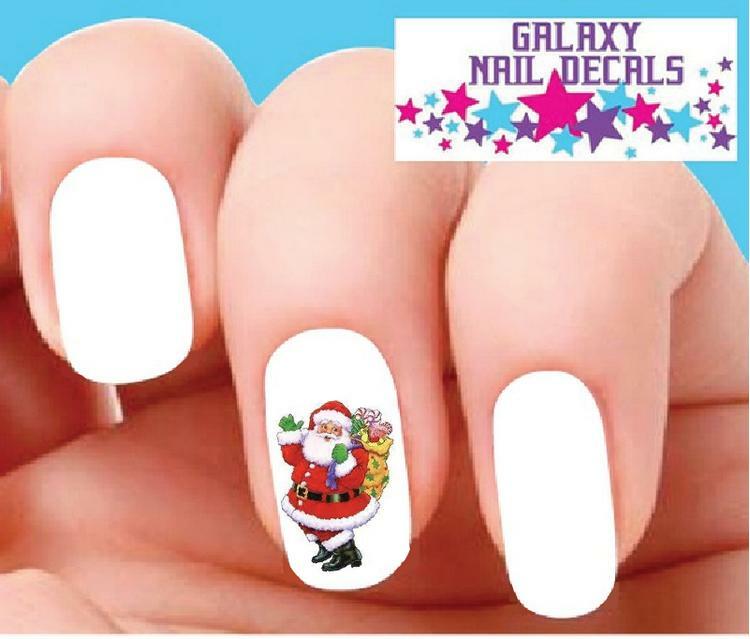Christmas Santa Nail Decals - Waterslide Nail Art Stickers for Holiday Manicure