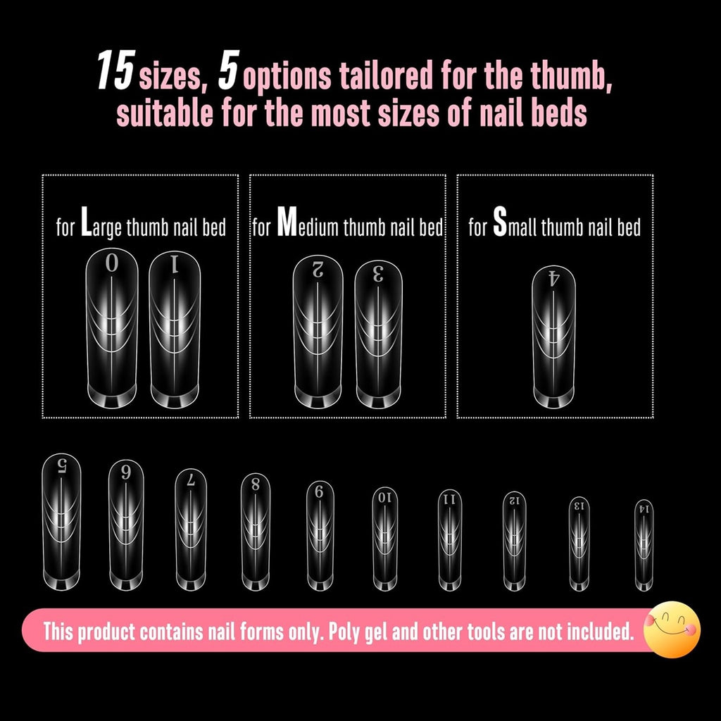 13-Pack Curved Square Nail Dual Forms for Poly Gel Extensions - French & Custom Shapes