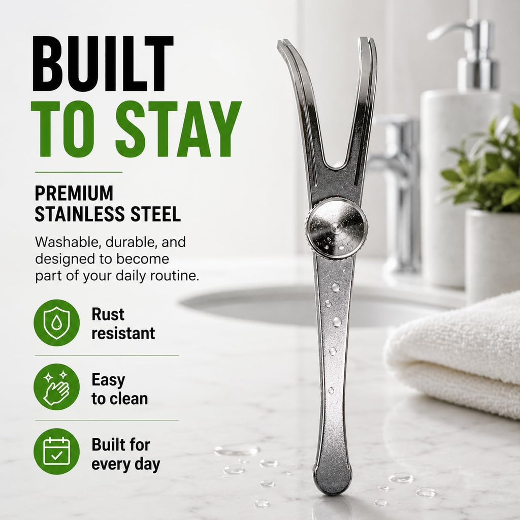 Reusable Stainless Steel Dental Floss Pick Handle with Refillable Design