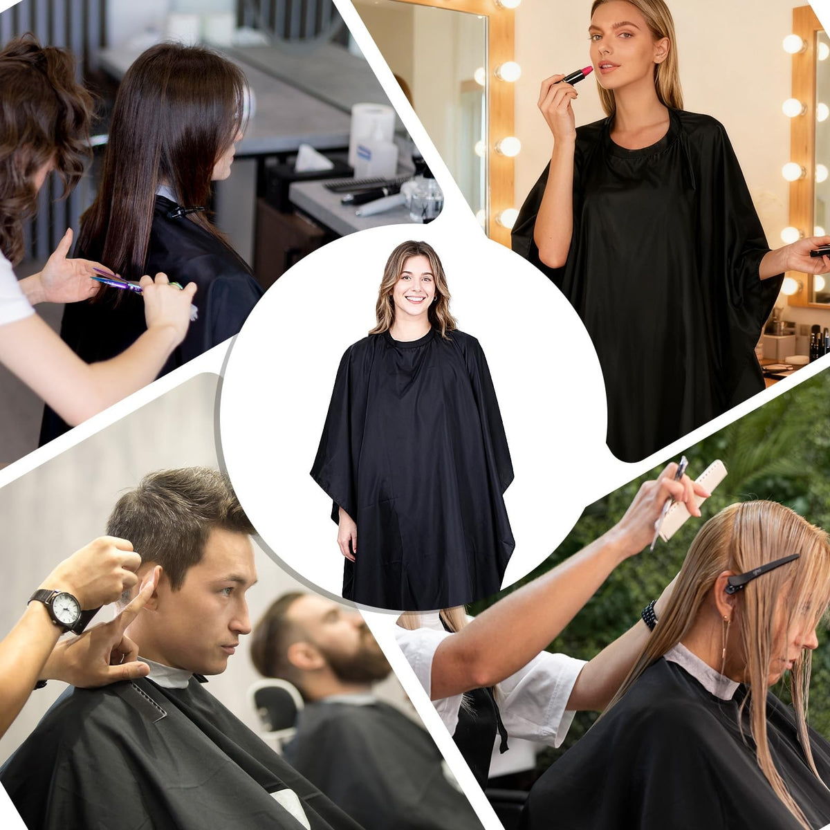 Large Waterproof Hair Salon Cape with Metal Snap Closure - 6 Pack