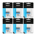 Unflavored Waxed Dental Floss Pack of 6 - Shred Resistant, 165 Feet Each