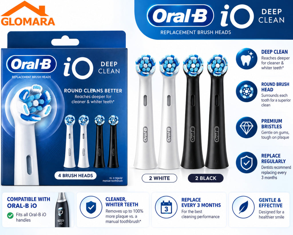 Oral-B iO Replacement Brush Heads 4 Pack Deep Clean Compatible for Electric Toothbrush