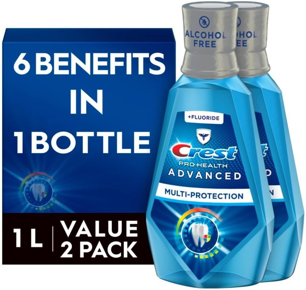 Crest Pro-Health Advanced Alcohol-Free Mouthwash 1L Pack of 2