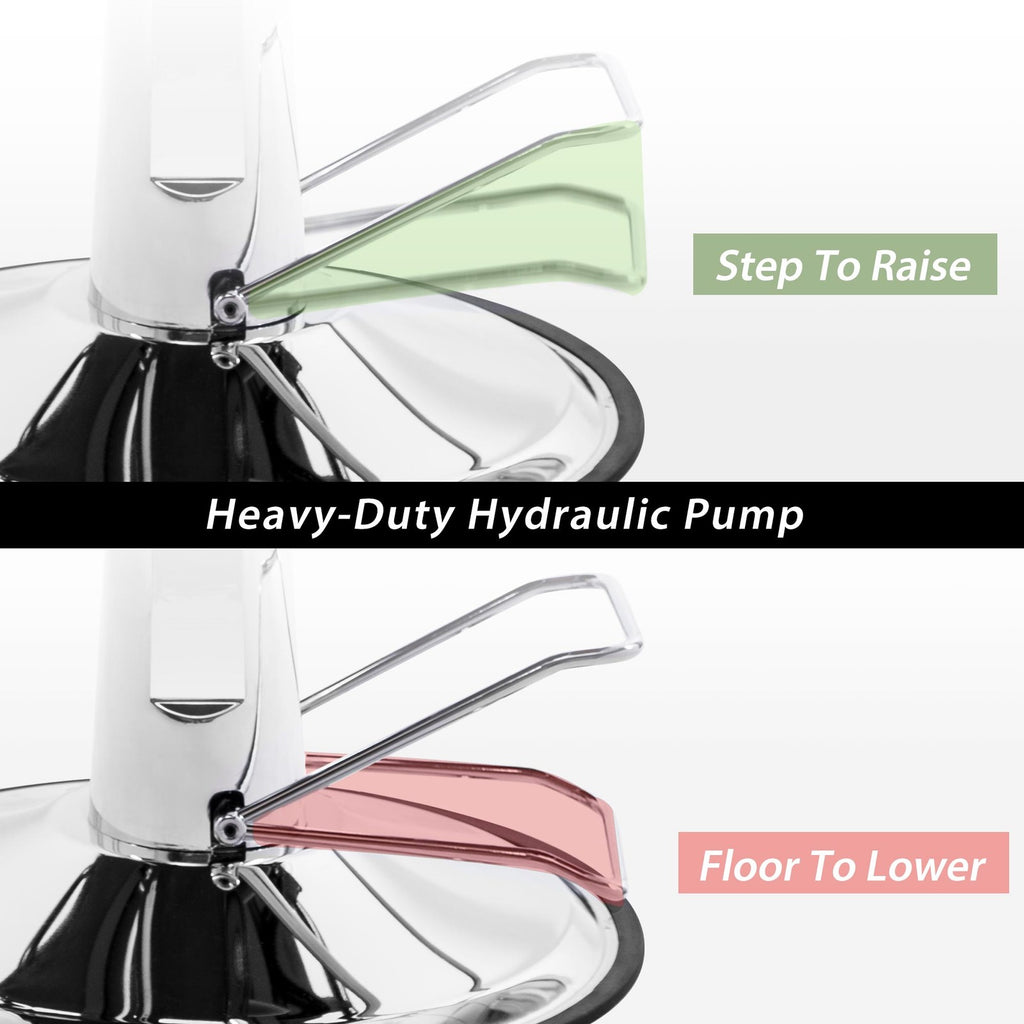 Hydraulic Barber Chair with Footrest for Salon Hair Styling - Heavy Duty Support 400LB