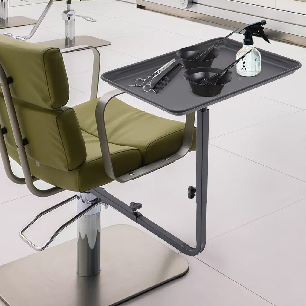 Adjustable Black Salon Rolling Tray with 360° Swivel Bracket