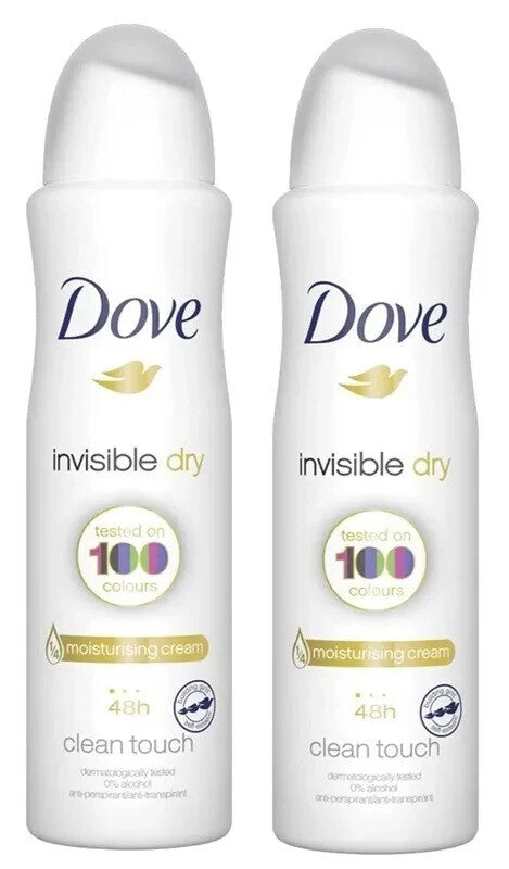 Dove Invisible Dry Anti-Perspirant Deodorant Spray 150ml - 2 Pack, Aluminum-Free & Long-Lasting Freshness