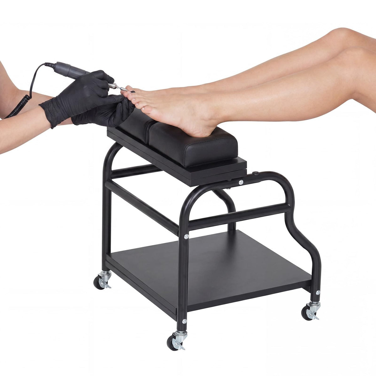 Salon Pedicure Cart Trolley with Wheels, Leg Pads & Storage for Foot Care