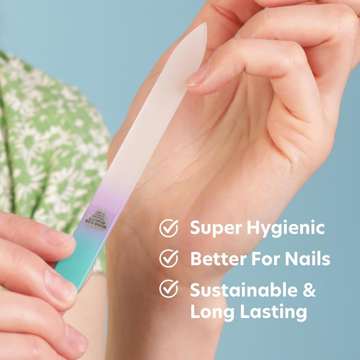 Czech Glass Nail File with Case - Premium Crystal Nail Buffer for Natural Nails