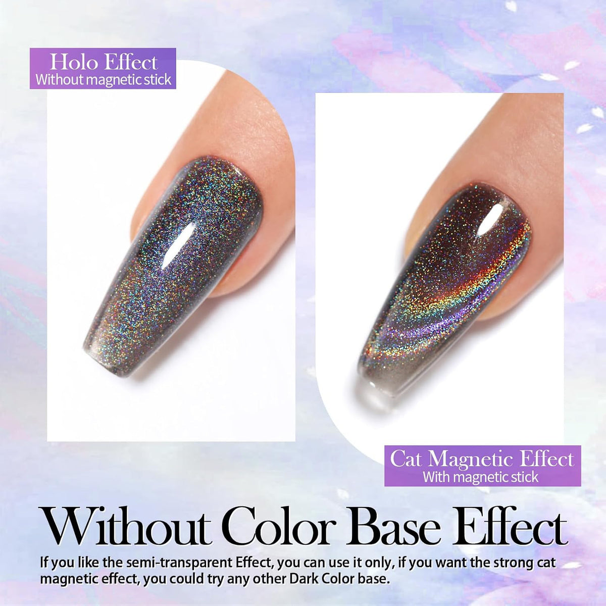 Magnetic Cat Eye Gel Nail Polish with Holographic Rainbow Effect - 15ml