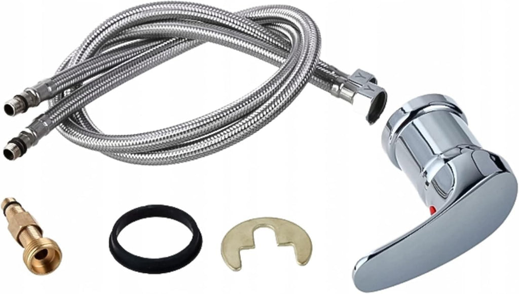 Chrome Salon Shampoo Bowl Faucet with 31.49-Inch Hose Hot & Cold Water