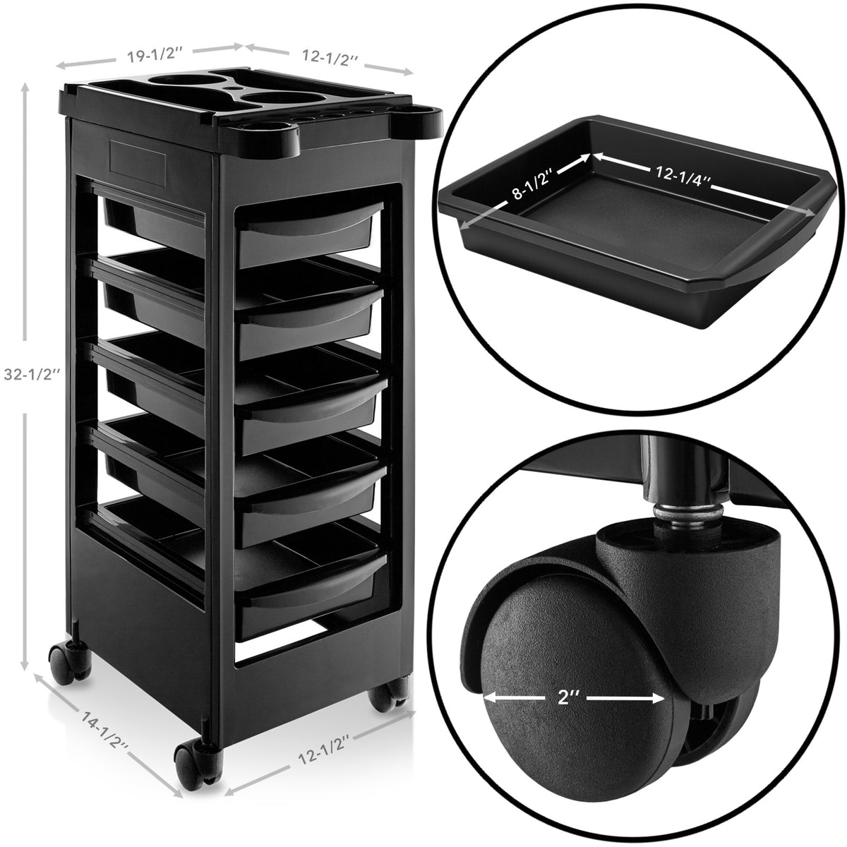 Mobile Salon Trolley Cart with Drawers and Swivel Casters for Beauty & Beauty Equipment