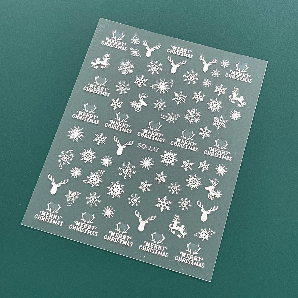 Christmas Nail Stickers Snowflakes Reindeer Santa Tree Snowman Self-Adhesive Decals