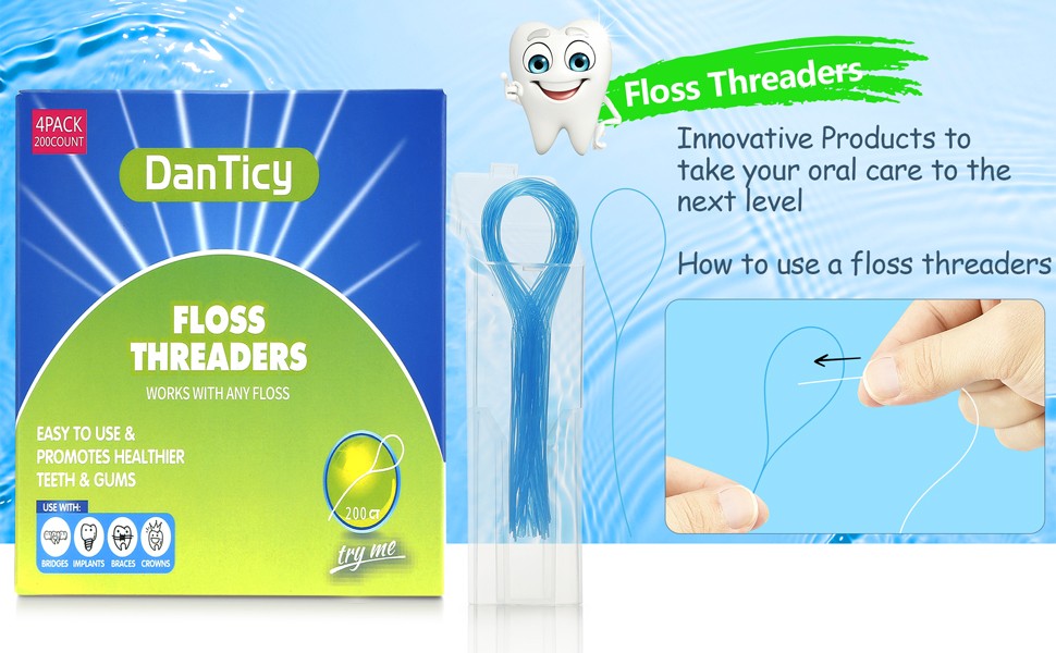 Dental Floss Threaders 200PCS for Braces & Bridges - Oral Care Tool Set
