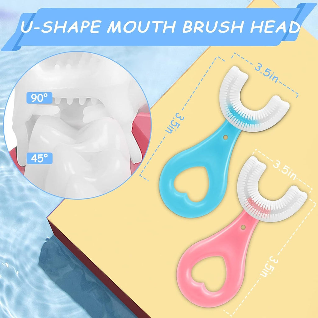 Kids U-Shaped Silicone Toothbrush 4 Pack - Gentle 360° Oral Cleaner