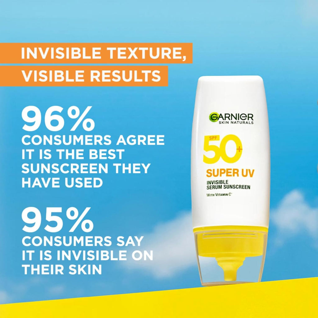 SPF 50+ Broad Spectrum Sunscreen Serum with Vitamin C - Lightweight, Invisible UV Protection 30ml