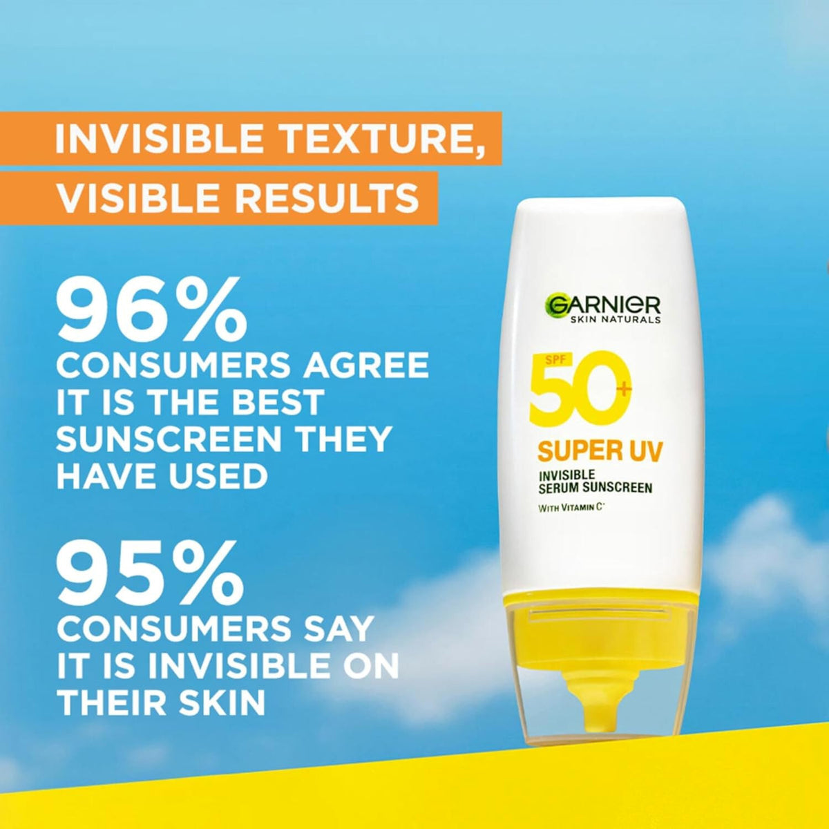 SPF 50+ Broad Spectrum Sunscreen Serum with Vitamin C - Lightweight, Invisible UV Protection 30ml