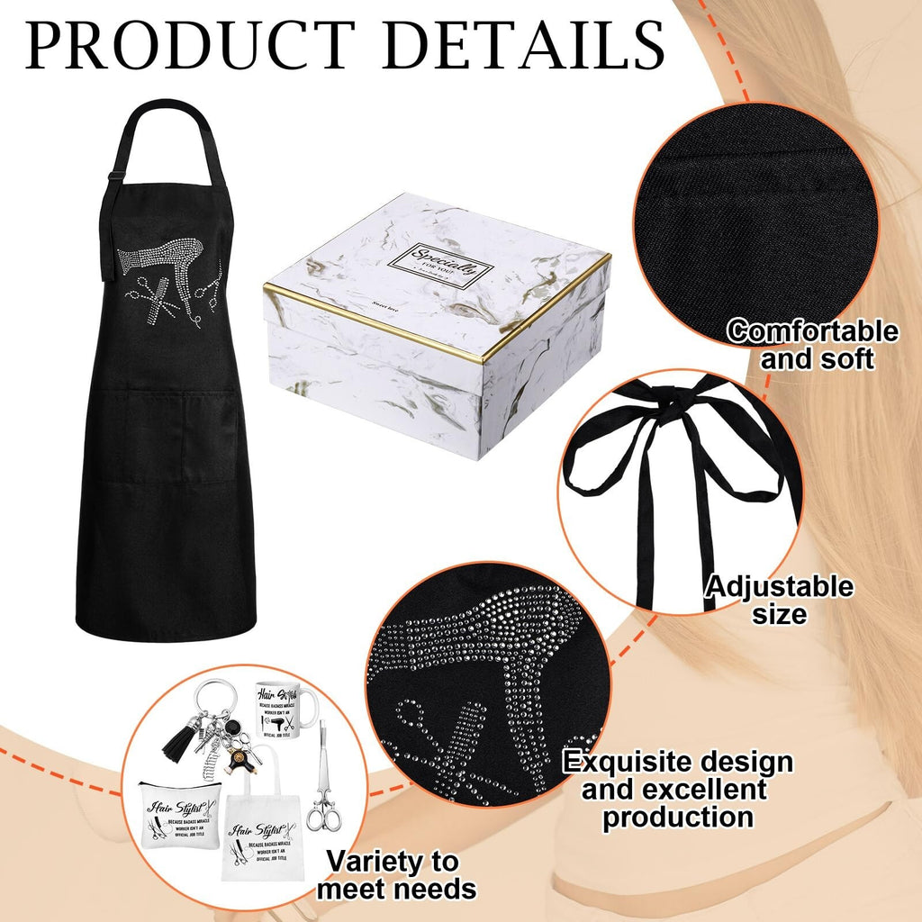 7-Piece Hairdresser Gift Set with Apron, Tote & Makeup Bag for Stylists