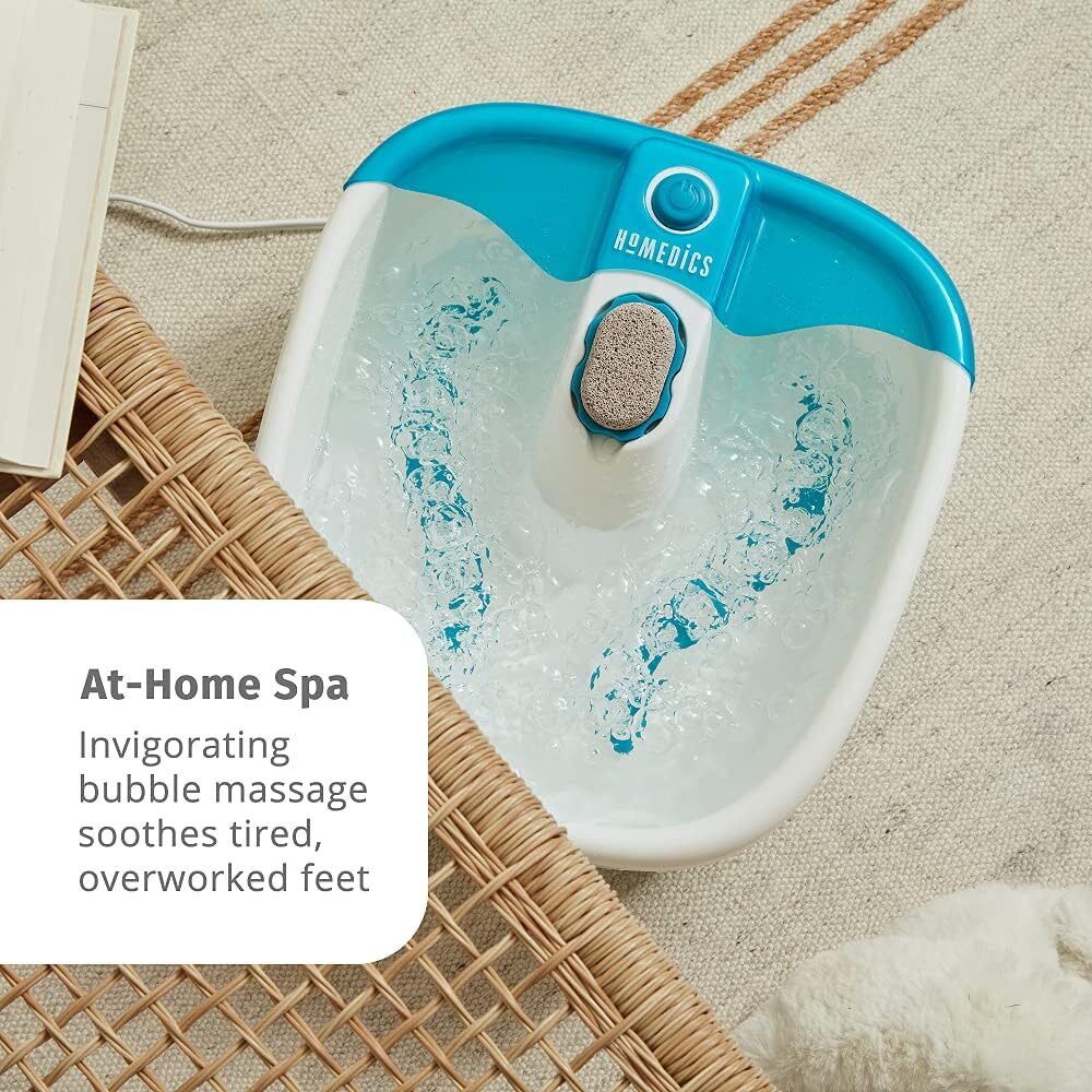 Portable Foot Spa Bath Massager with Bubble Jets and Removable Pumice Stone