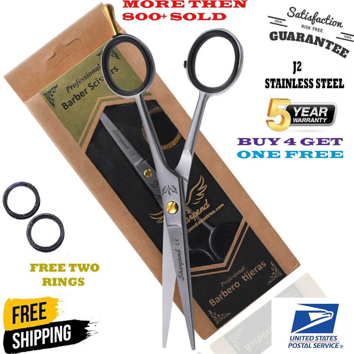 Professional Hair Cutting Scissors 6 Inch Stainless Steel Barber Shears