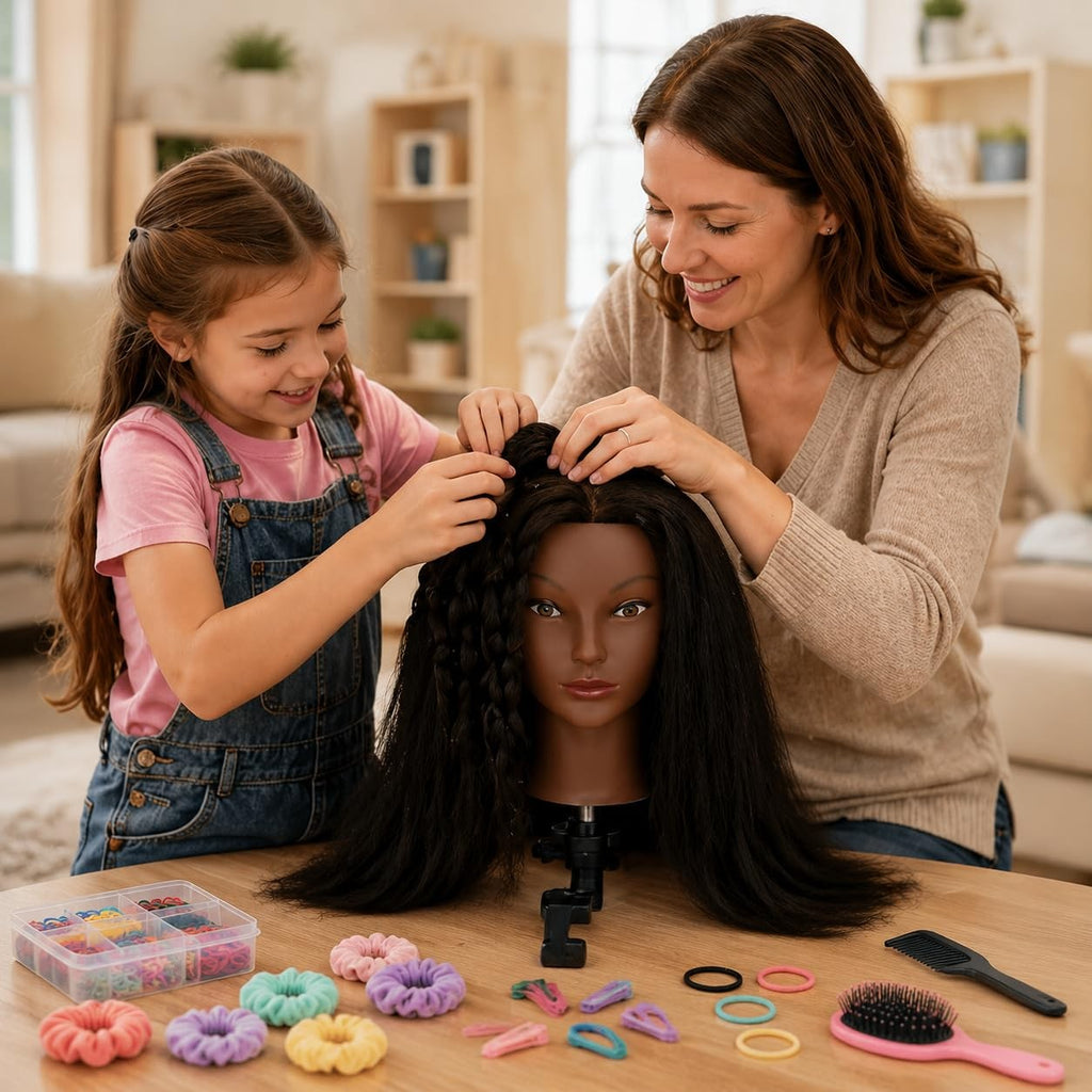 16 Inch Human Hair Mannequin Head for Cosmetology & Hair Styling Training