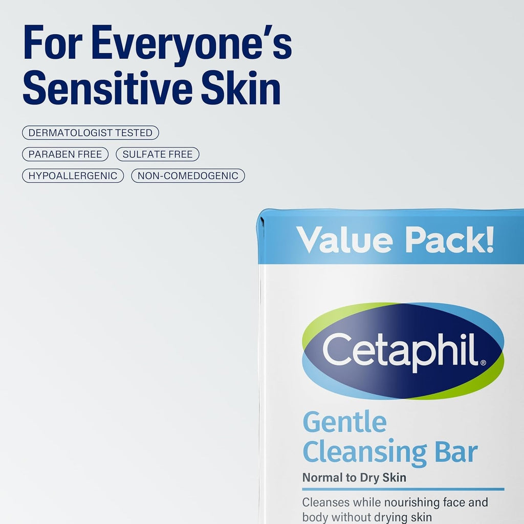 Cetaphil Gentle Cleansing Bar Soap for Sensitive Skin 4.5oz - 6 Pack