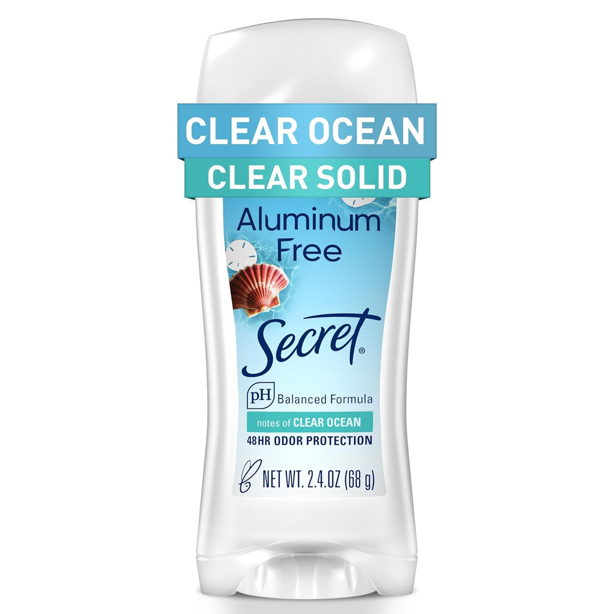 Secret Clear Ocean Aluminum Free Deodorant 48Hr Odor Protection 2.4oz