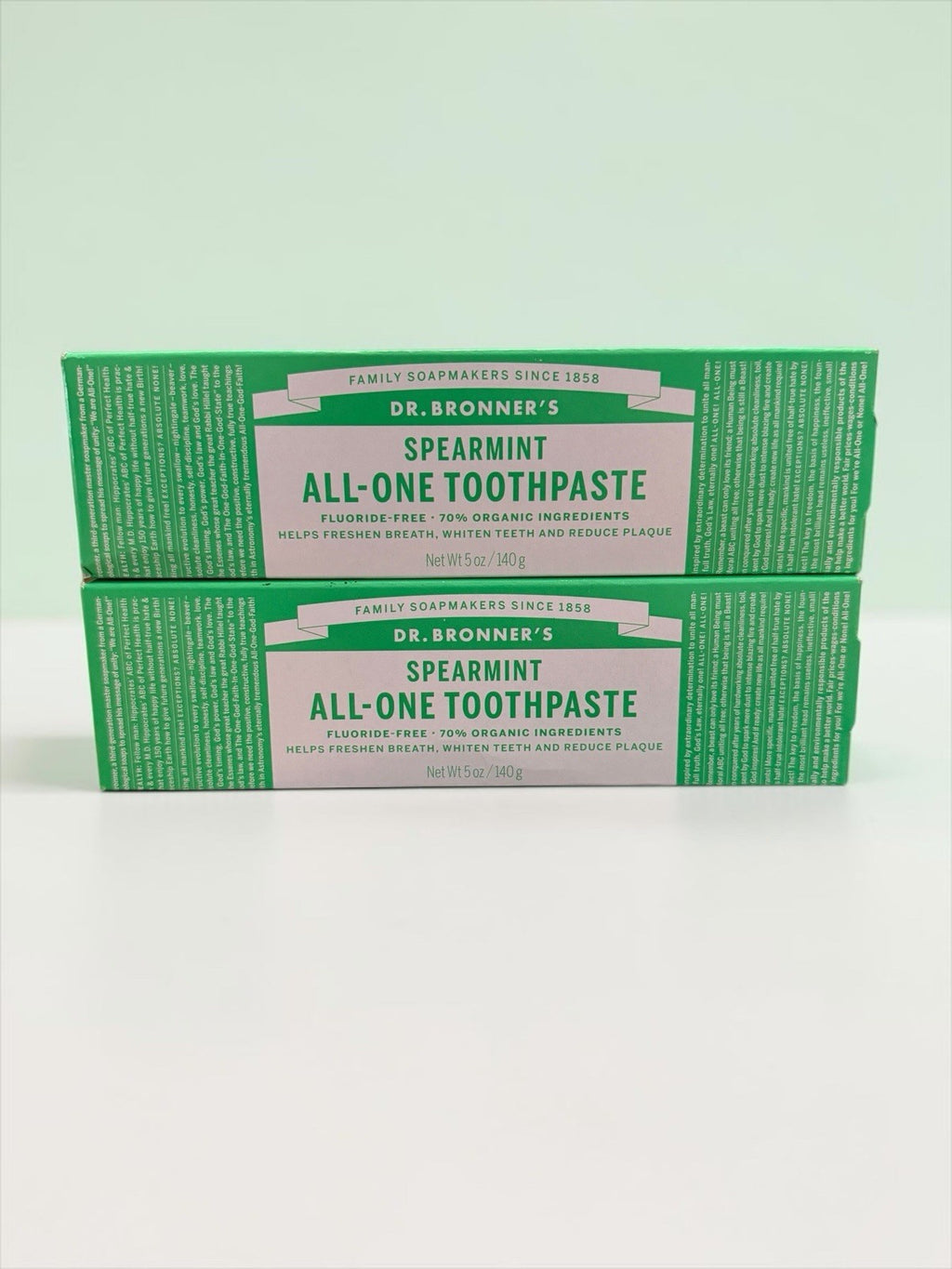 Fluoride-Free Spearmint Toothpaste Set - Whitens Teeth & Freshens Breath, 2-Pack